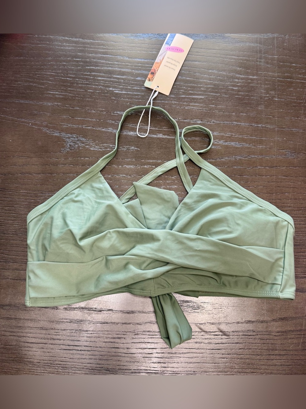 NWT Dokotoo Women’s Large Sage Green Wrap Halter Bikini Swim Top